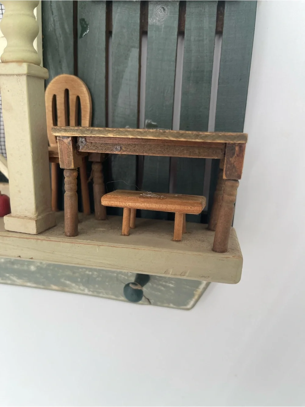 Country Cottagecore Apple Stand Miniature Room Box Diorama Wall Key Holder Vtg
